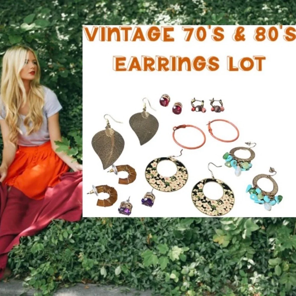 Vintage 70s 80s Jewelry Lot Vintage Earrings Bundle Boho Cottagecore Festival